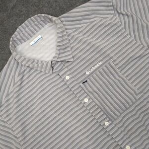 Columbia Men's XXL 2TG Short Sleeve Striped Button Up Shirt Fishing Outdoor‎
